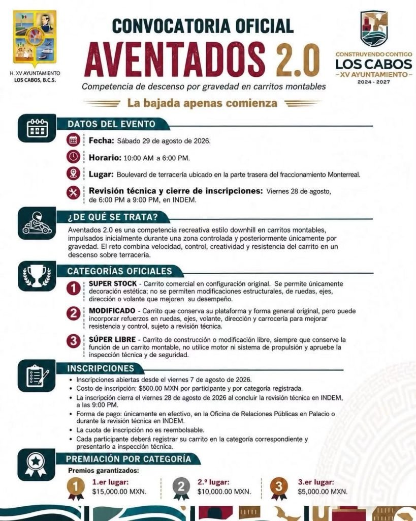 Abren convocatoria para la competencia “Aventados 2.0” en San José del Cabo
