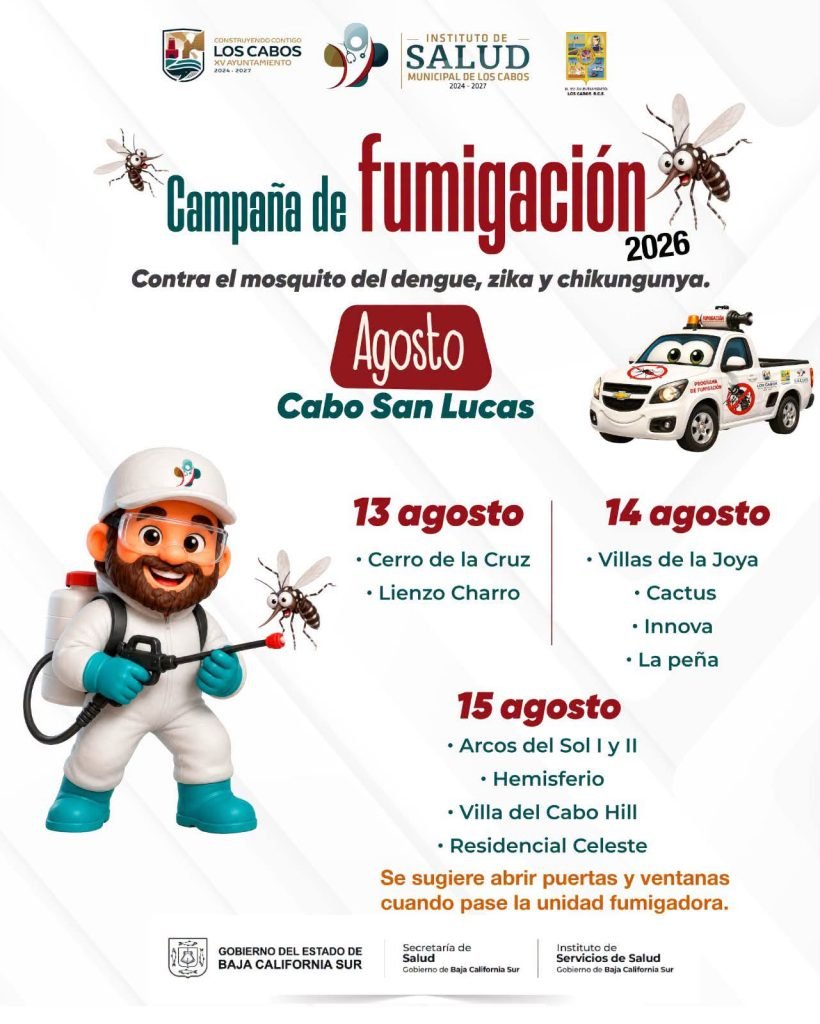 Avanza Ayuntamiento de Los Cabos en jornadas de fumigación contra el dengue.