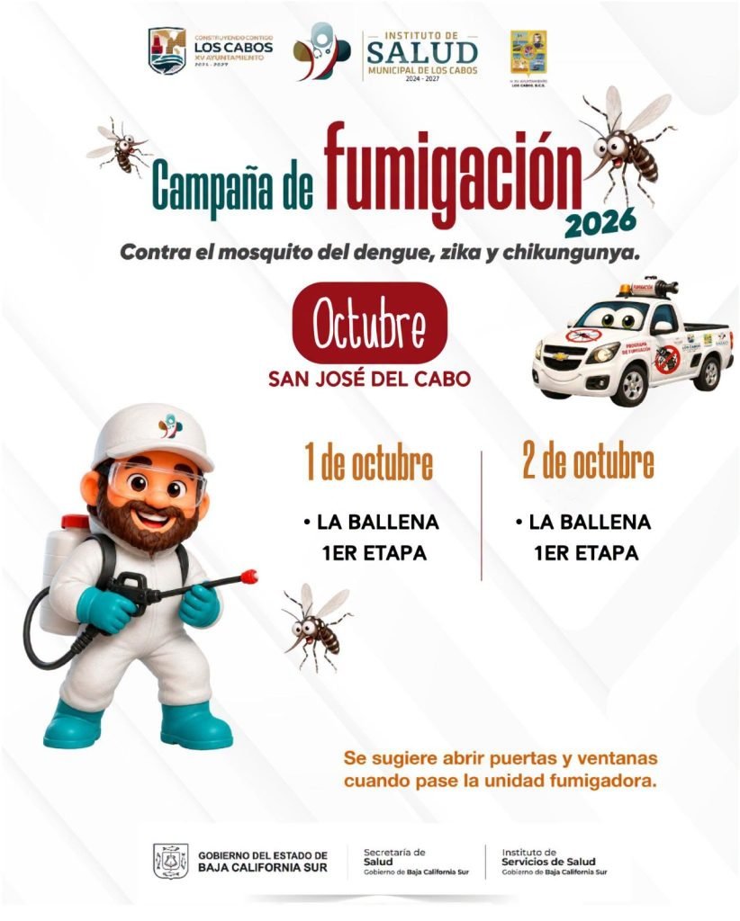 Continúa Gobierno de Los Cabos programa de fumigación contra el dengue en La Ballena