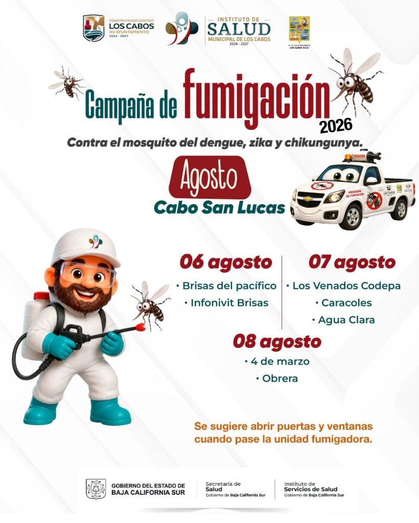 Continúan jornadas de fumigación contra el dengue en colonias de Cabo San Lucas