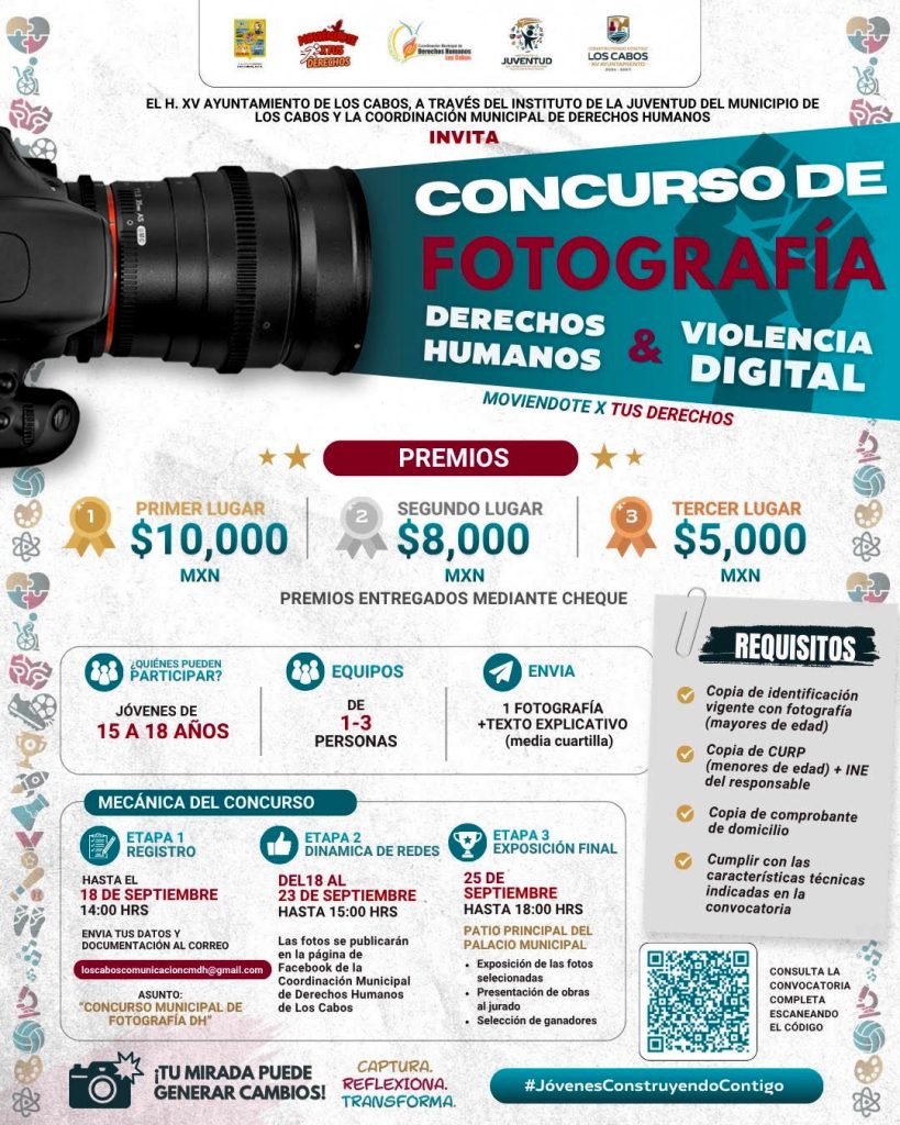 INJUVE Los Cabos ofrece premio de $10 mil pesos en Concurso de Fotografía “Derechos Humanos & Violencia Digital”