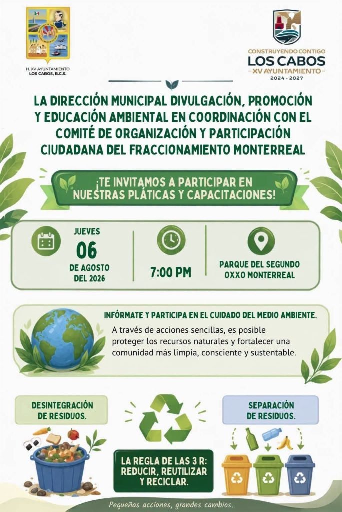 Invitan a familias de Monterreal a participar en plática sobre separación y manejo de residuos