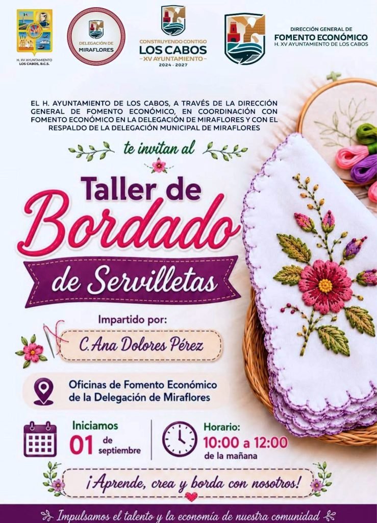 Invitan a participar en el Taller de Bordado de Servilletas en Miraflores