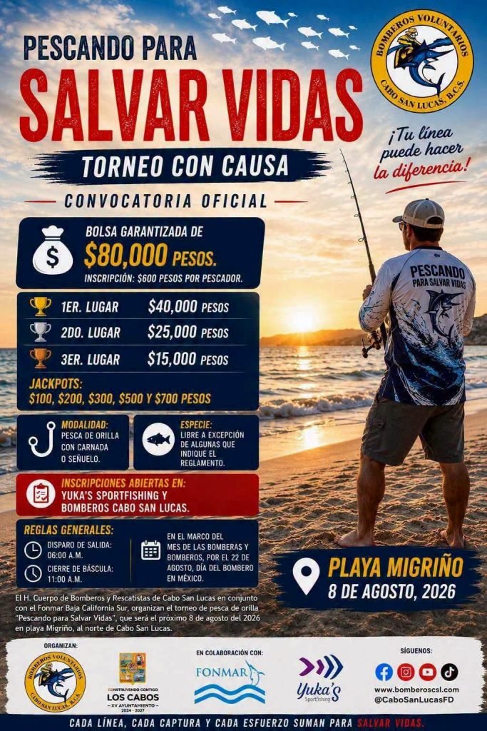 Invitan a participar en el torneo de pesca con causa “Pescando para Salvar Vidas” en Cabo San Lucas