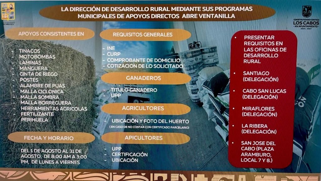 Mantiene Ayuntamiento de Los Cabos programa de apoyos para agricultores, ganaderos y apicultores