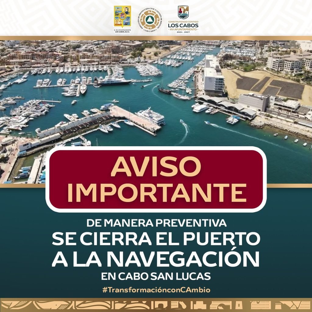 Por fuerte oleaje, cierran puerto de Cabo San Lucas a la navegación de embarcaciones menores