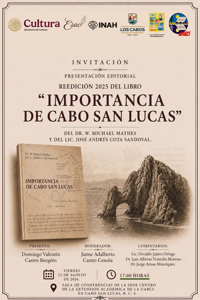 Presentarán reimpresión 2025 de la obra “Importancia de Cabo San Lucas”