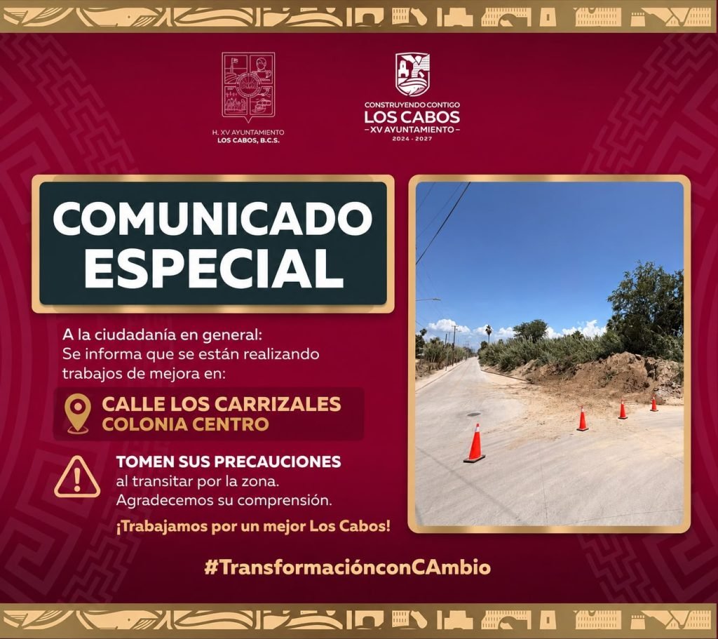 Realiza Obras Públicas trabajos de rehabilitación en la calle Los Carrizales, en la colonia Centro de San José del Cabo